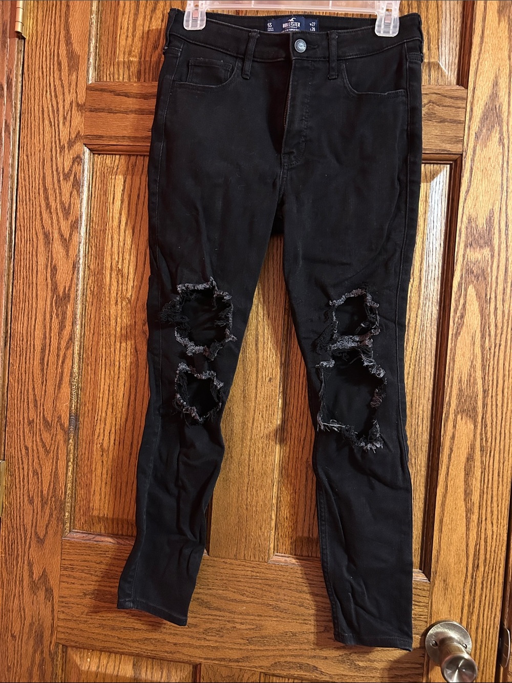 Hollister Black Skinny Jeans with Distressed Knees